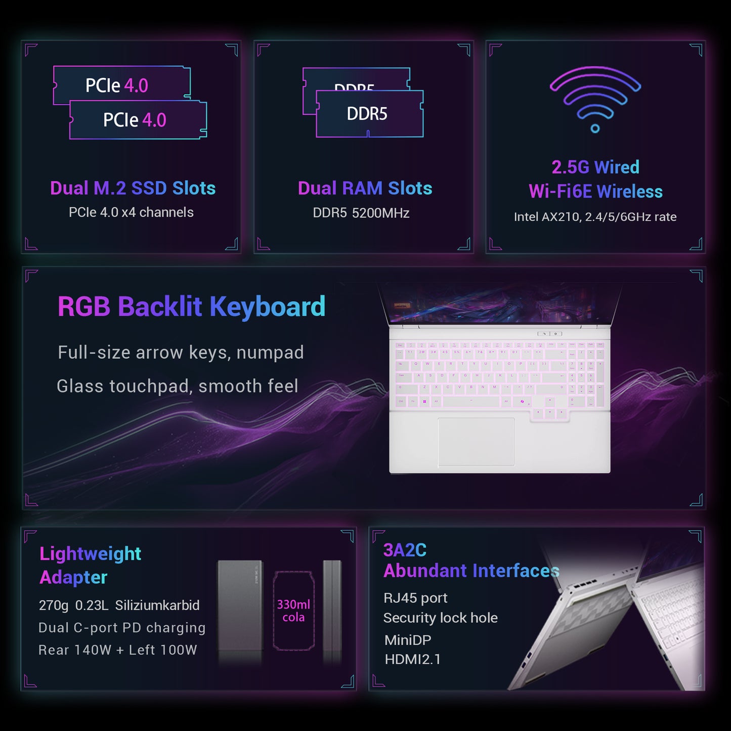 FIREBAT Huan16 Pro Gaming Laptop (Intel i7-13700HX / AMD Ryzen 9 8945HX)