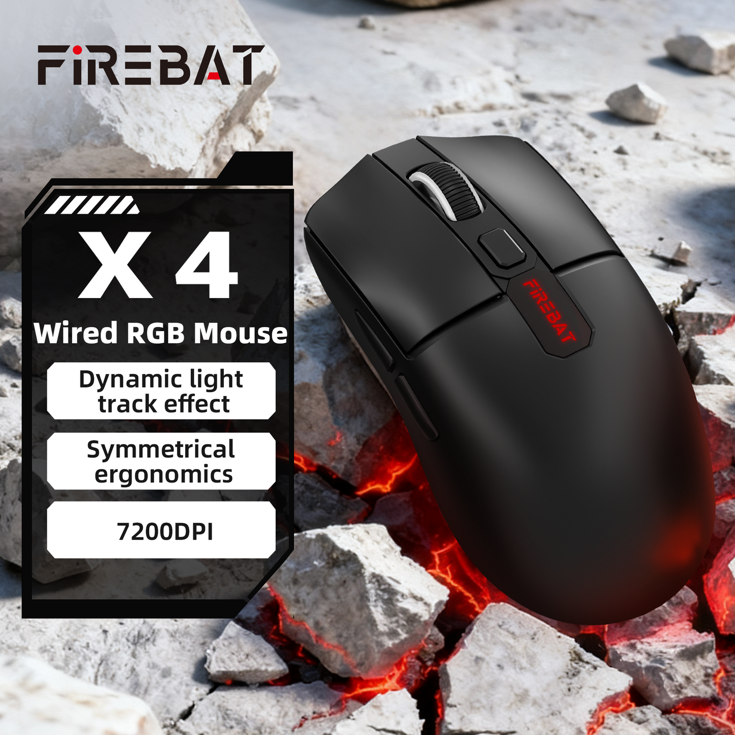 FIREBAT Wired Gaming Mouse X4 | Wired/6 Buttons/4 Light Modes