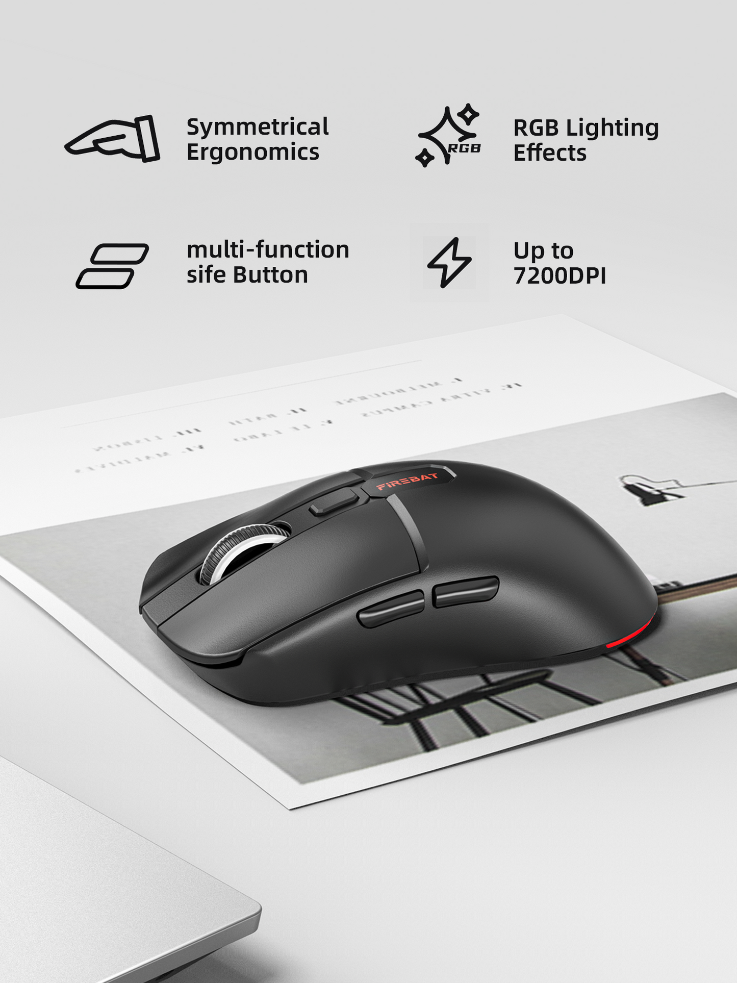 FIREBAT Wired Gaming Mouse X4 | Wired/6 Buttons/4 Light Modes