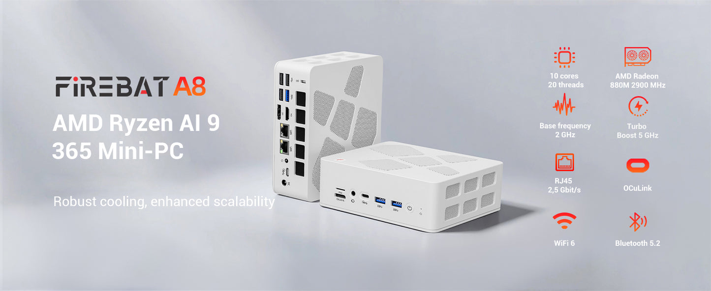 FIREBAT Mini PC A8 | AMD  Ryzen AI 9 365