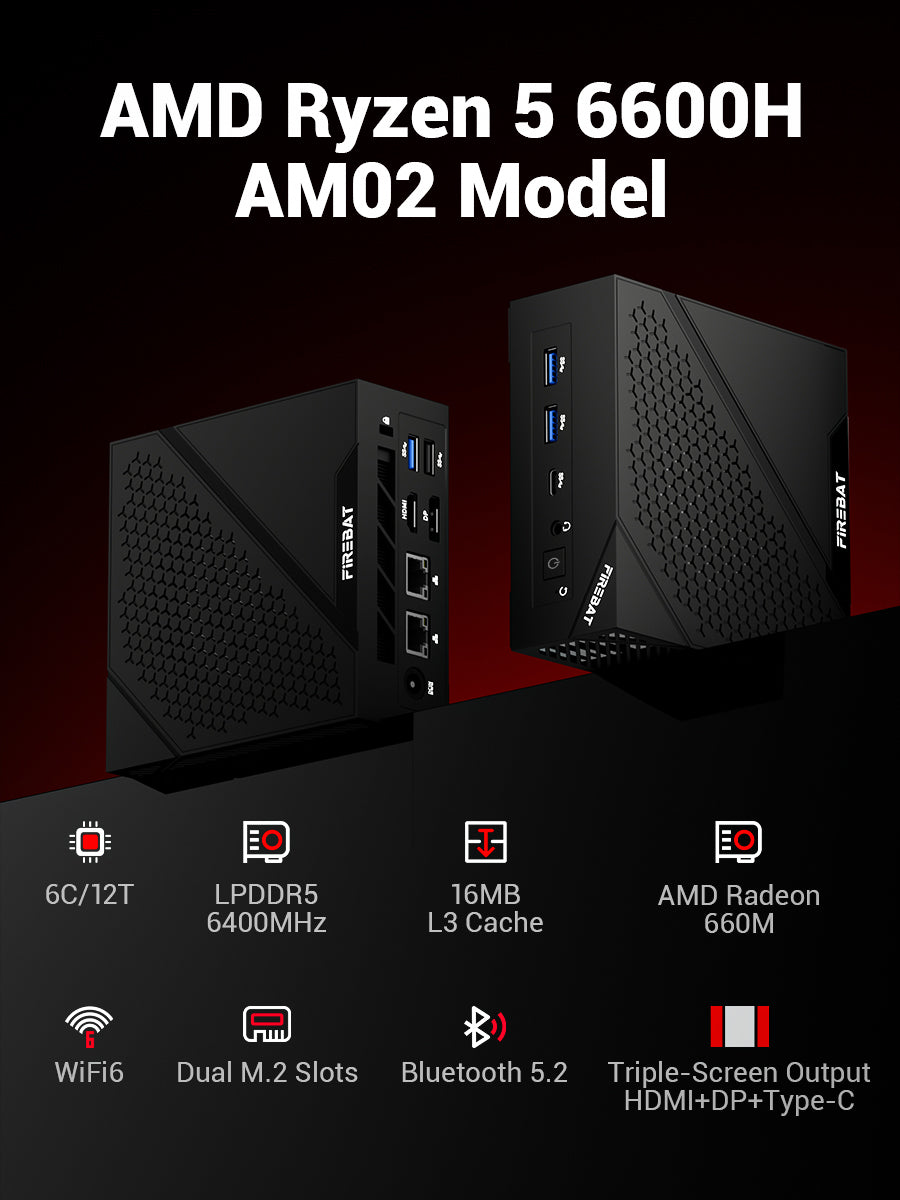 FIREBAT Mini PC AM02 | AMD Ryzen 5 6600H (LP)