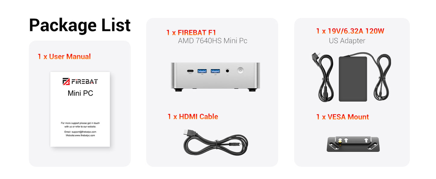FIREBAT Mini PC F1 | AMD Ryzen 5 7640HS / AMD Ryzen 7 H 255